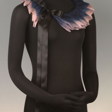 Feather Pleated Collar Small Black Silver